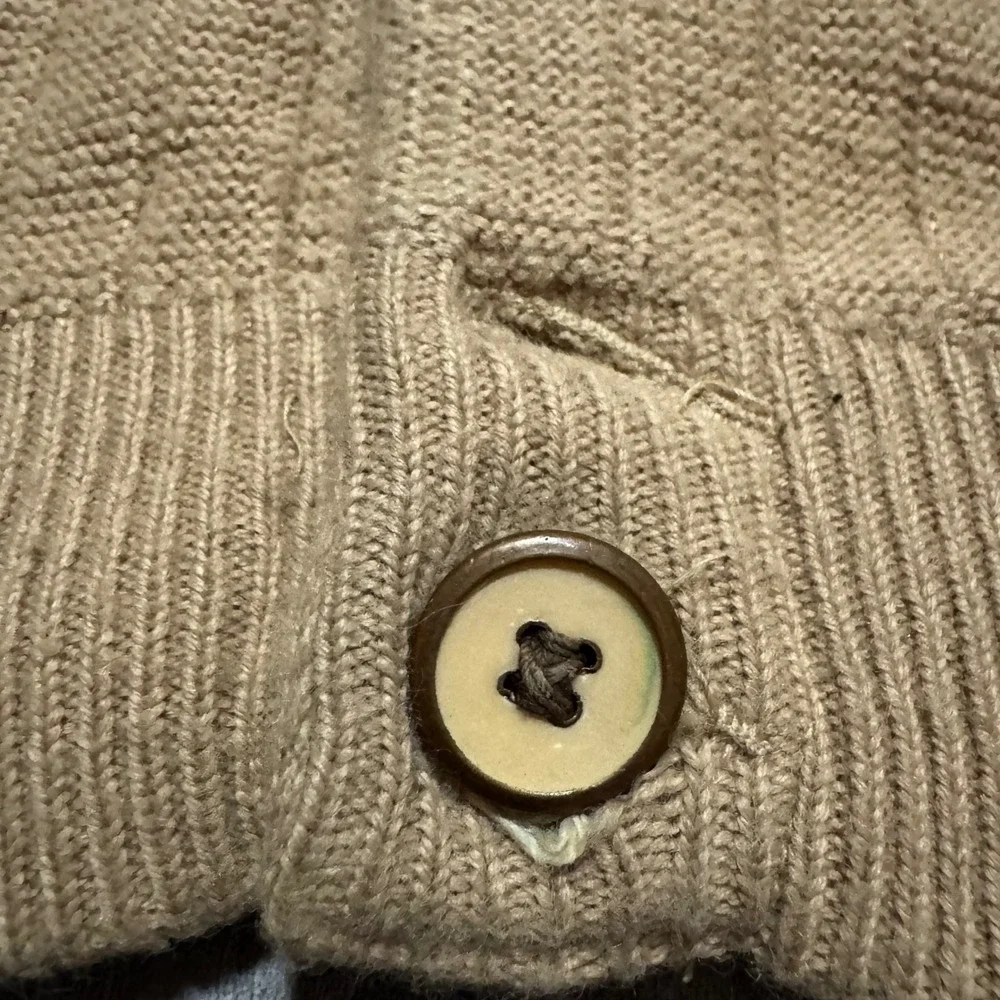 Vintage Big Jeff Lord Jeff Tan Ribbed Cardigan Sweater Mens 2XL Made USA Orlon